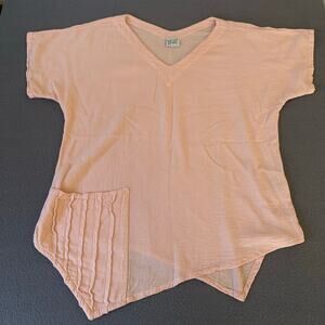 Oh My Gauze! Pink Short Sleeve Asymmetrical Top Size 1 (S/M) Flowy Boho